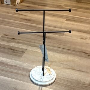 Chic Black Jewelry Holder with Marble Base